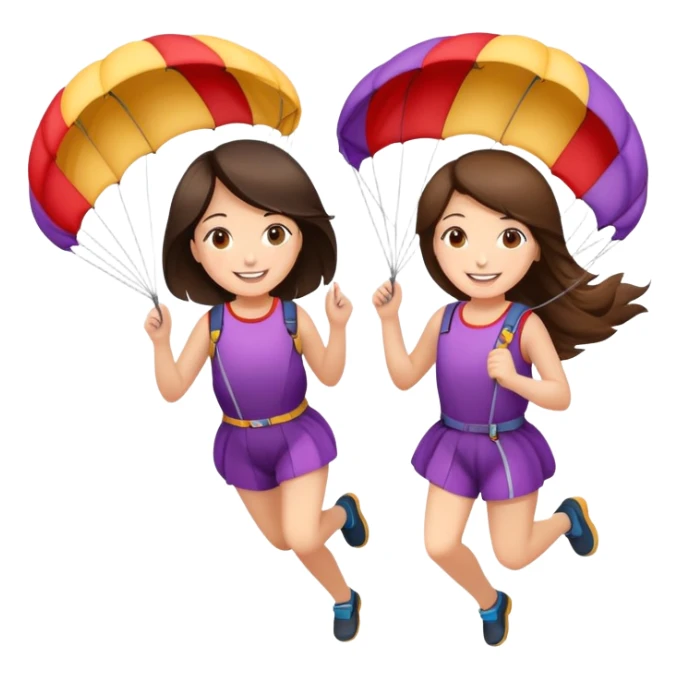 Two brunette girls with parachutes sticker