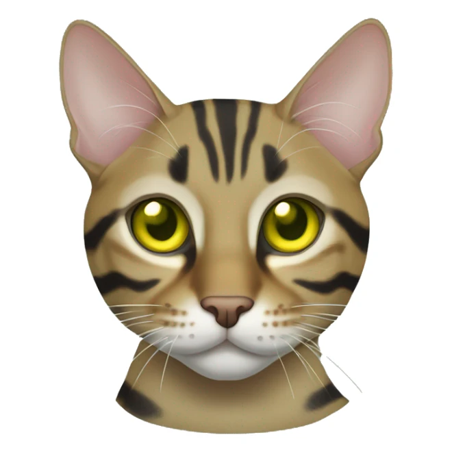 Tabby bengal mix cat with greenish yellow eyes sticker