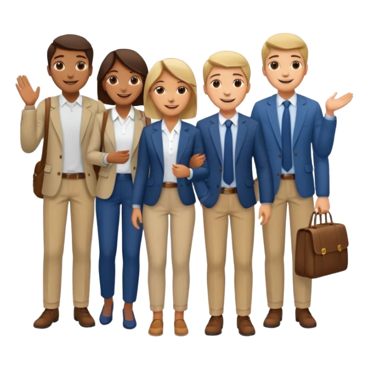 Please create an image of young people departing overseas for employment. sticker