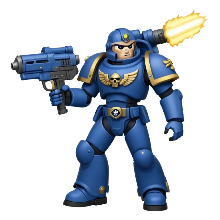 warhammer40k space marine holding a weapon. Weapon is firing. sticker