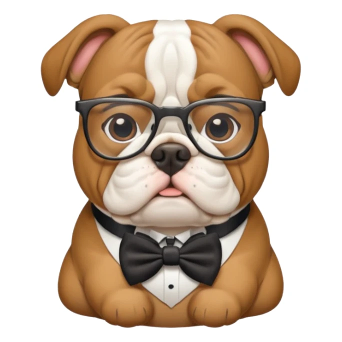 bulldog wearing glasses and a bow tie, English theme sticker