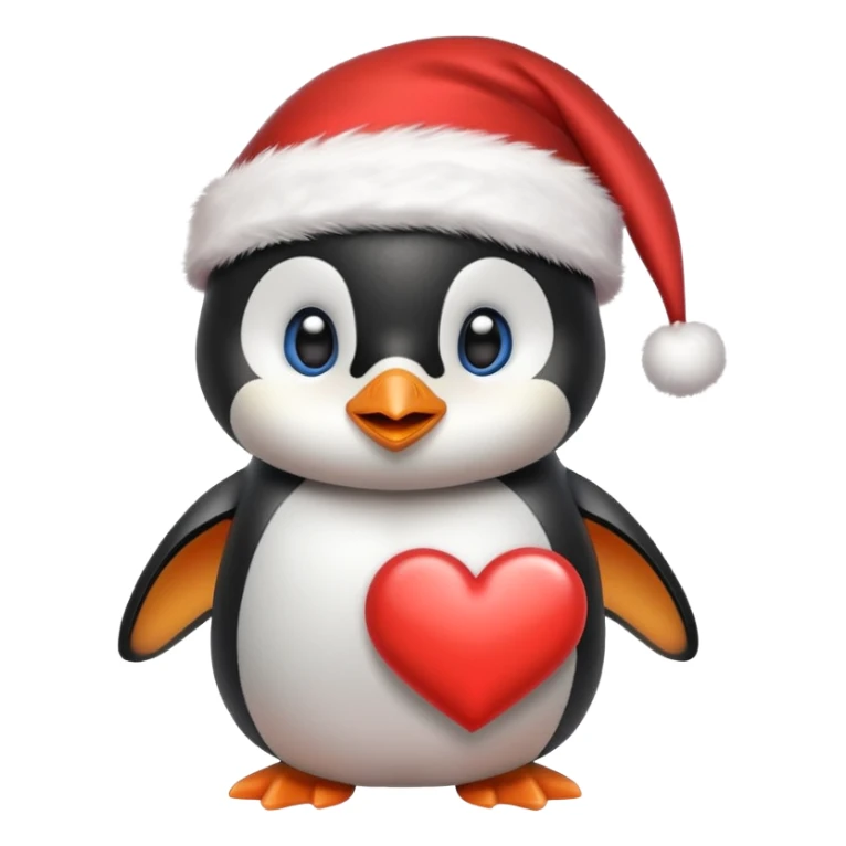 Pingüino bebe con un gorrito de Navidad y un corazón  sticker