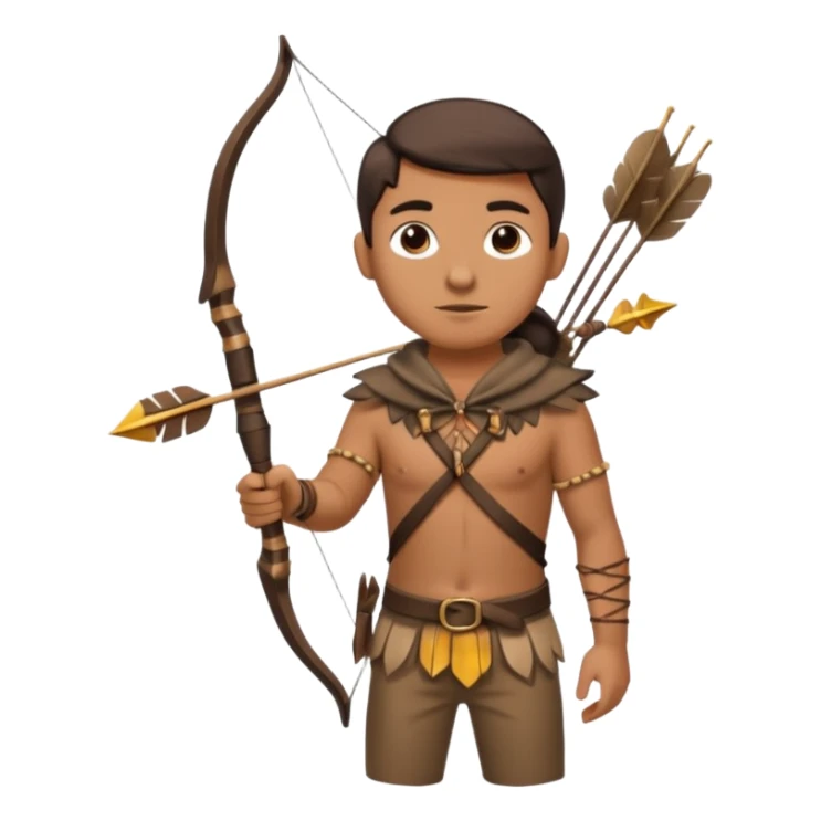 The classic hunter image with a bow and arrow on his back, dressed in brown with some animal made decorations sticker