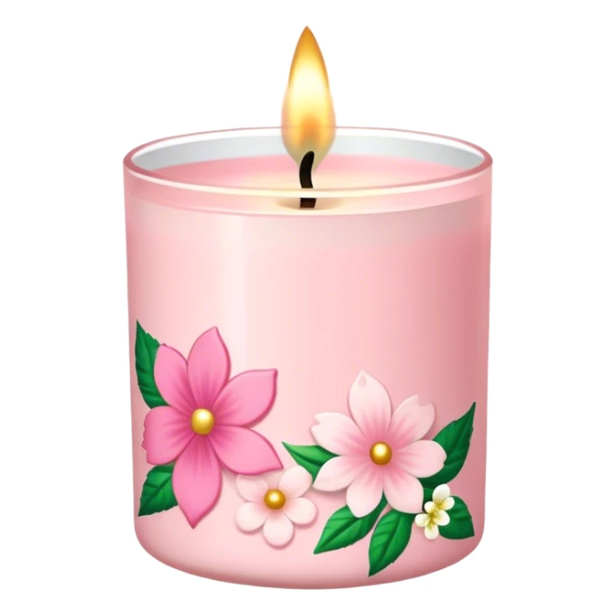 Light pink bath and body works candle with floral design sticker