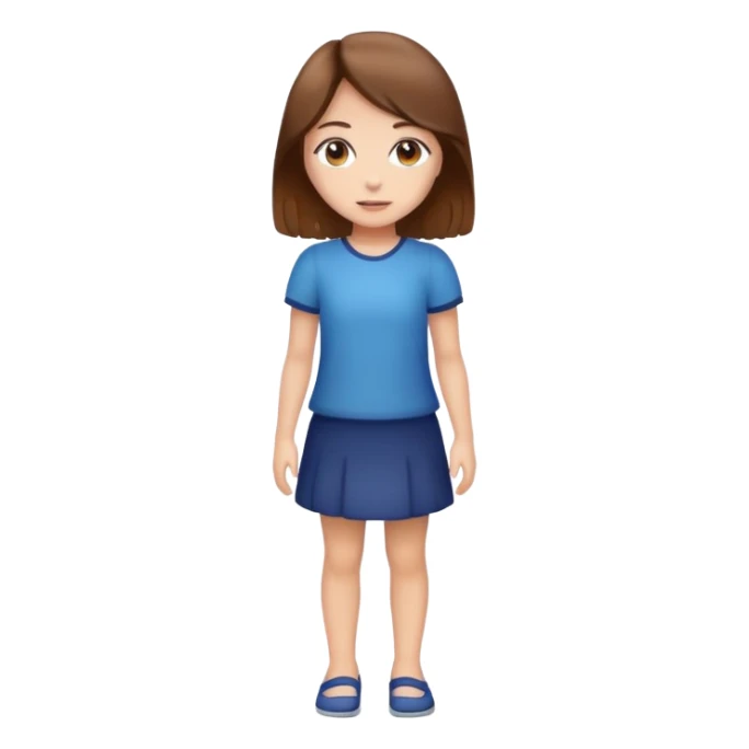 full body girl with brown hair standing up sticker