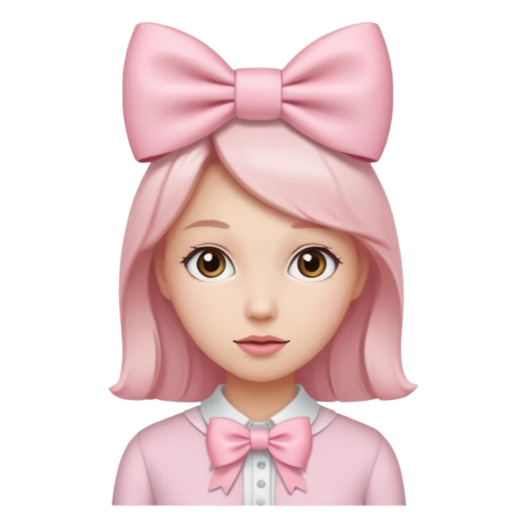 Woman wearing a light pink bow sticker