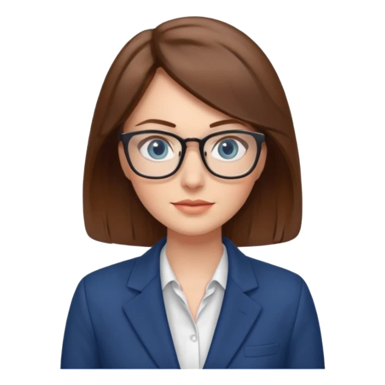 brown hair blue eyes glasses teacher female sticker