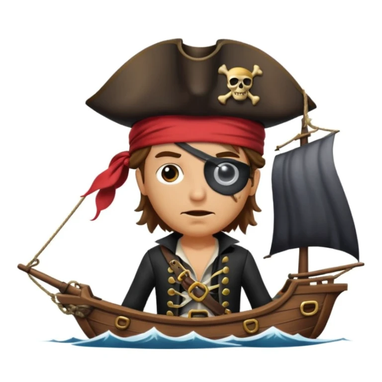 pirate with eye sailing a ship in strom sea background sticker