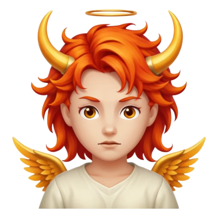 Angel with horns and fiery hair sticker