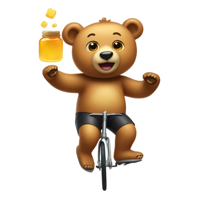A bear in a tutu, juggling honey jars while riding on a unicycle sticker
