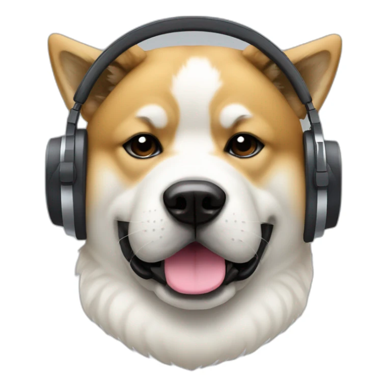 an Akita breed dog with big DJ headphones sticker