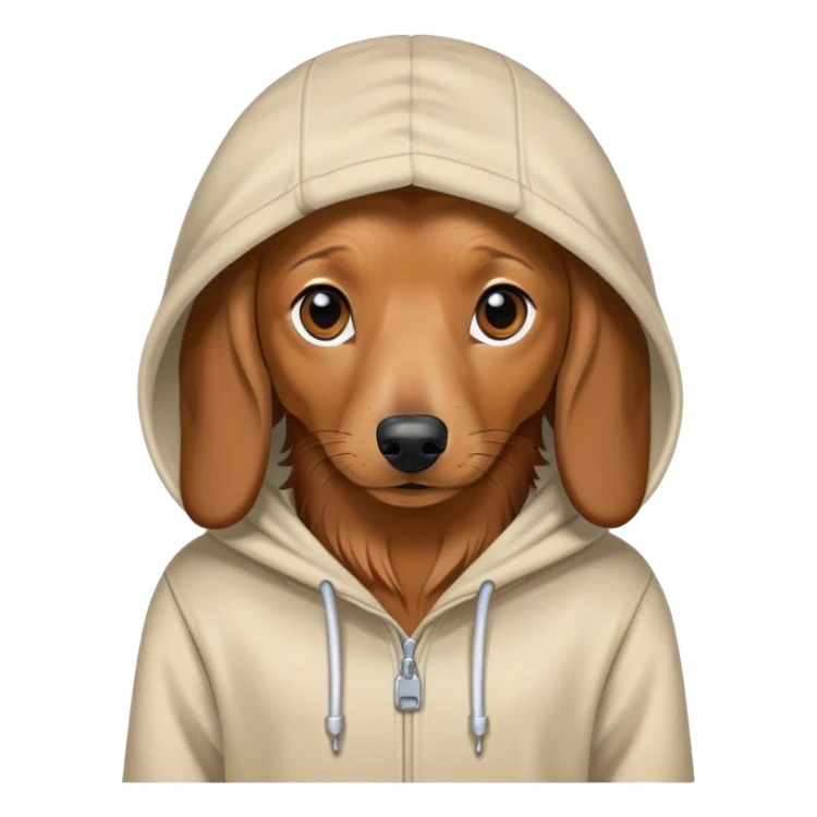 Long haired dachshund wearing a hoodie sticker