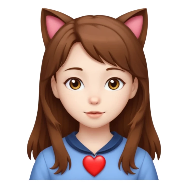 neko girl with heart brown hair sticker