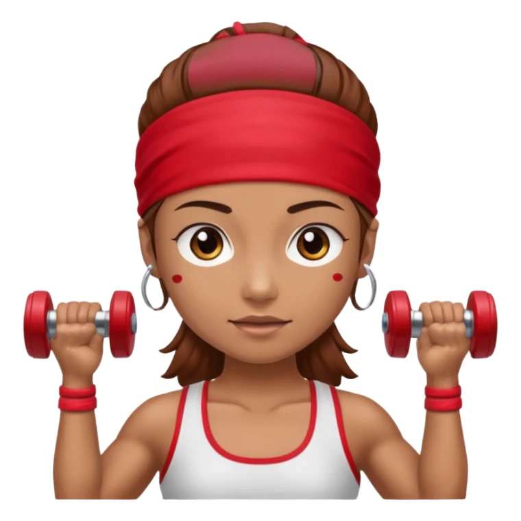 athlete with red headband, hold a mini dumbbell sticker