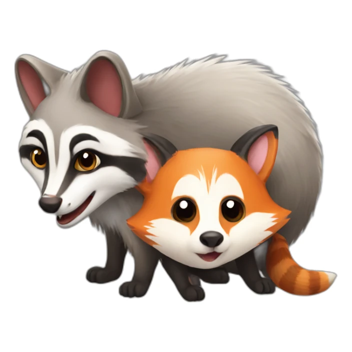 opossum and raccoon and fox sticker