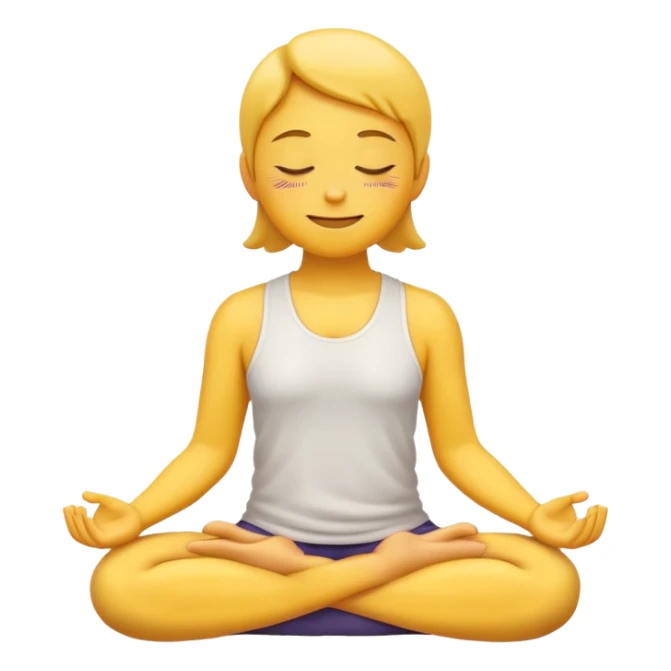 yellow emoji meditating, hands resting on knees, eyes closed, serene smile sticker