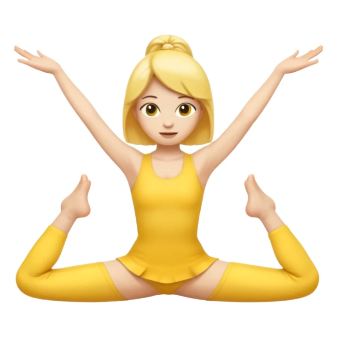 Yellow emoji girl doing the front splits sticker