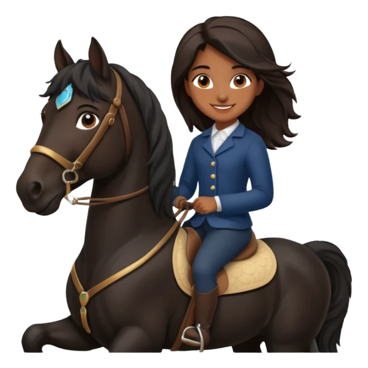 Brown girl on black shire horse  sticker