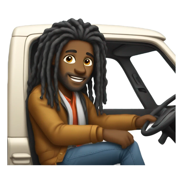 Black man long dreads driving pickup truck  sticker