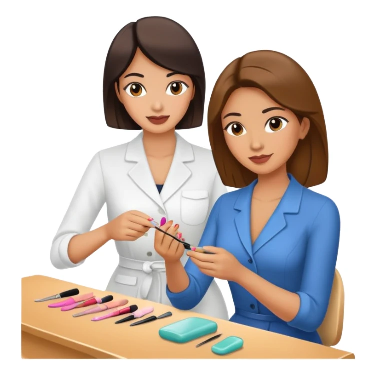 woman doing a manicure to another woman sticker
