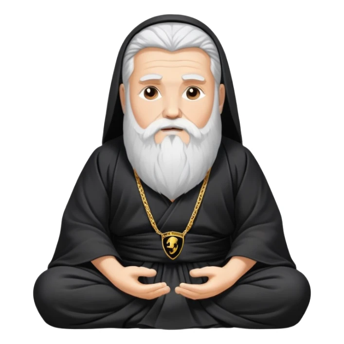 Wise spiritual guru with long beard wearing Lamborghini logo, meditation pose sticker