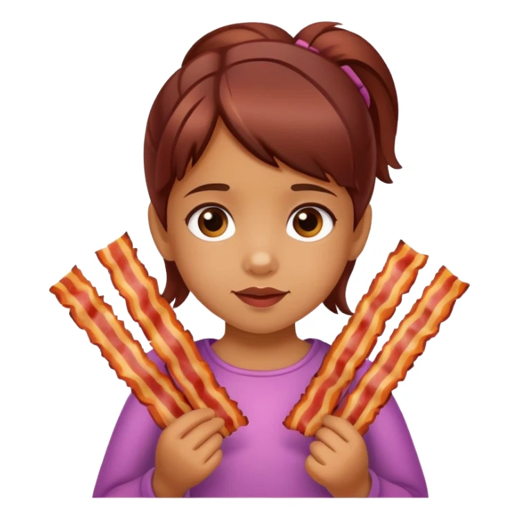 little girl holding bacon sticker