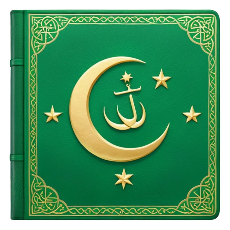 Closed Quran with the Islamic Symbol on it (moon and star) green sticker