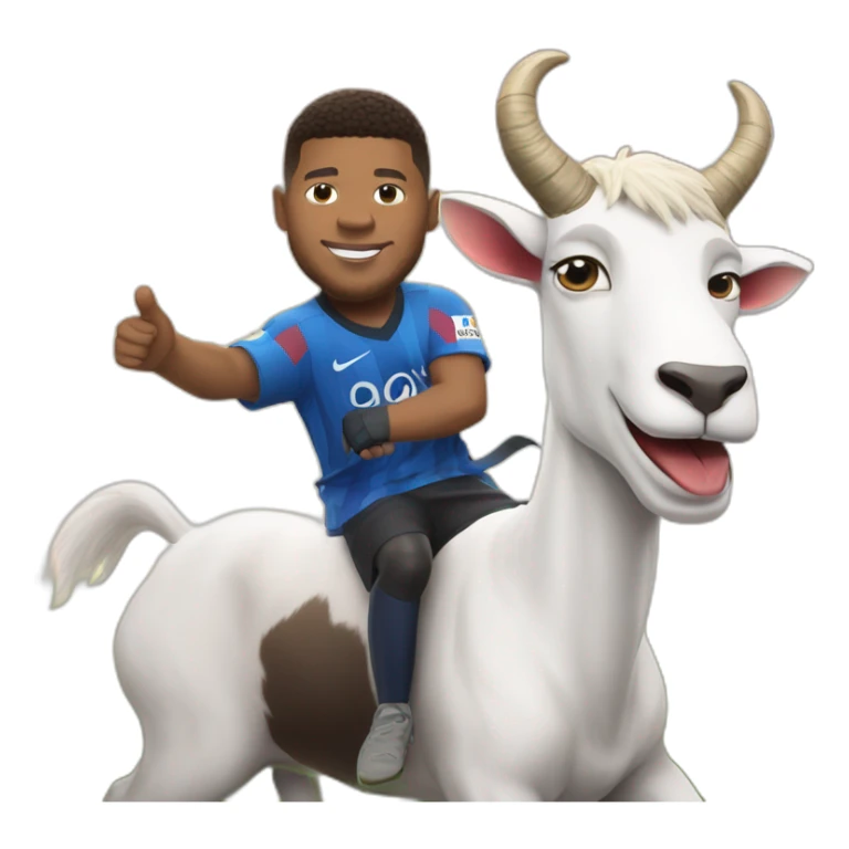 Mbappé and Messi ridding a goat sticker
