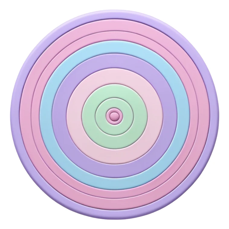 A bullseye target with pastel spring colors: pink, light blue, lavender, and light green rings sticker