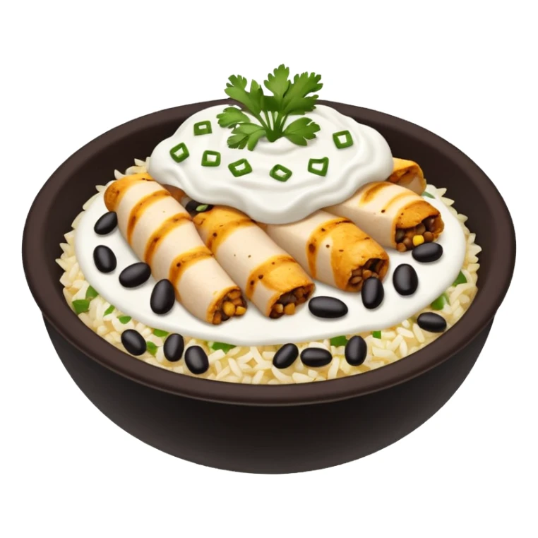 Burrito bowl with chicken, rice, and black beans sticker