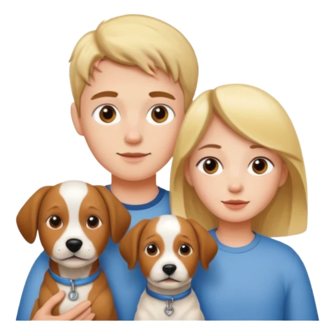 Girl and boy with a dog sticker