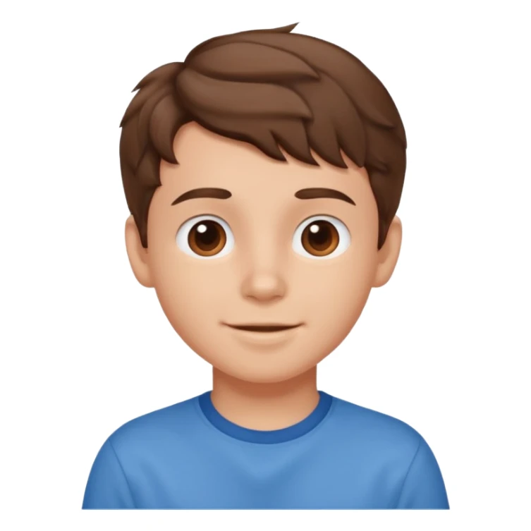 cute boy happy with heart eyes wavy short brown hair blue shirt sticker