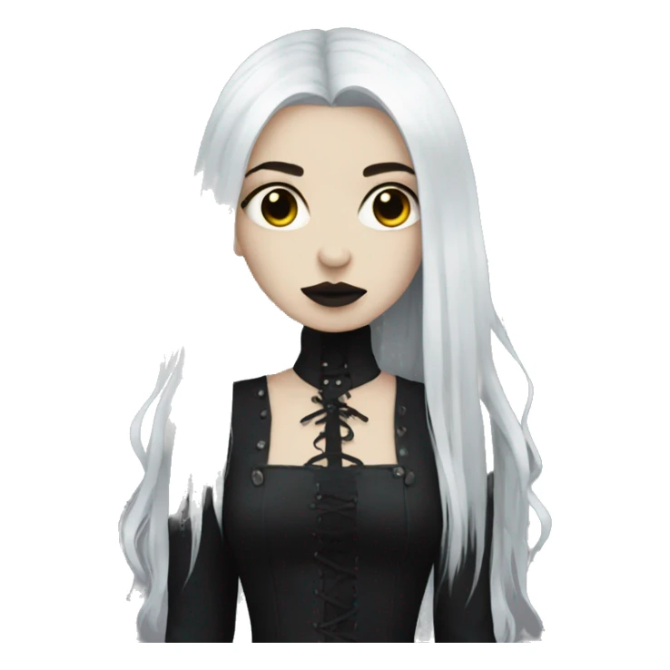 goth girl pale, black long hair sticker