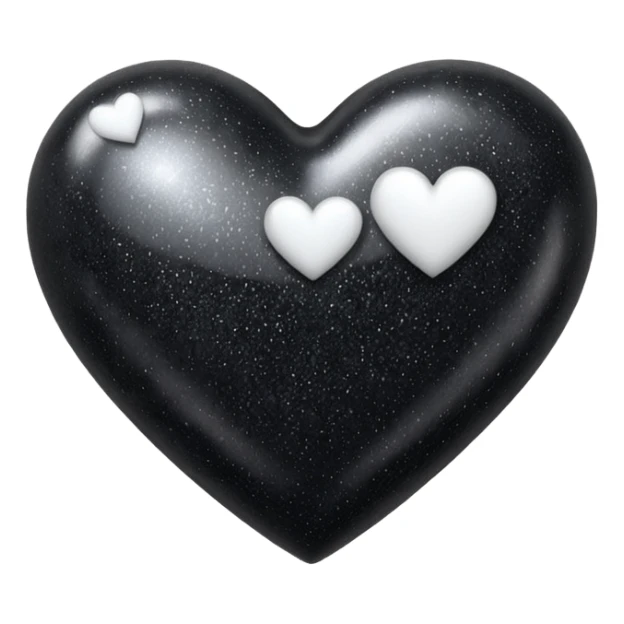 heart with black glitter and white heart sticker