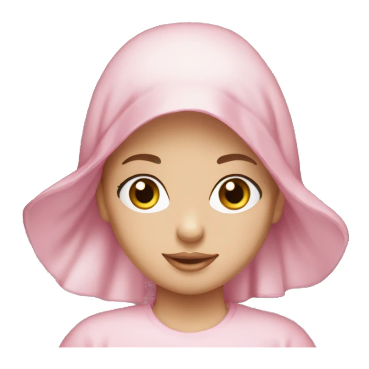 Caucasian girl long eyelashes with pink satin bonnet sticker
