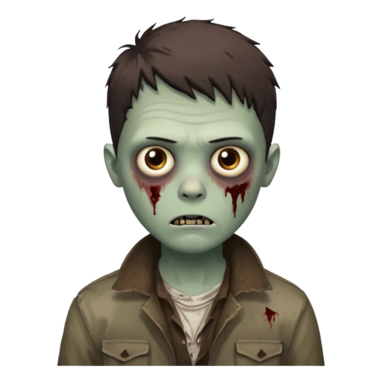 zombie white boy with dark brown edgar haircut and brown eyes sticker