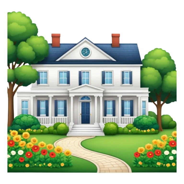 Casa Blanca de una planta con jardín sticker