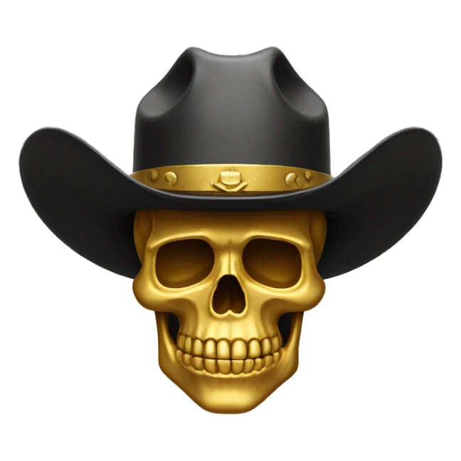 Gold skull with cowboy hat sticker
