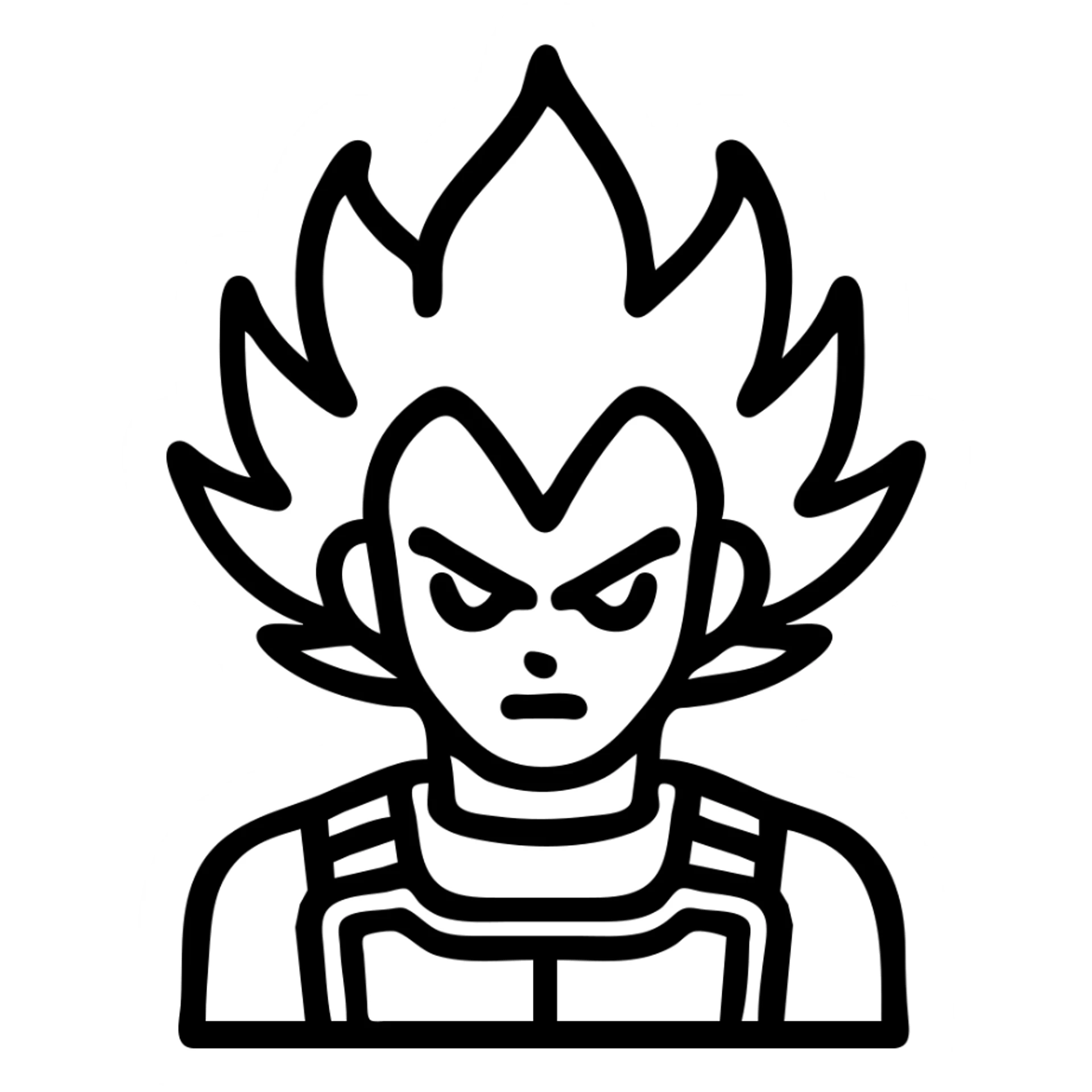 Vegeta in Ultra Ego form, minimalistic icon style, flat colors, clear outline sticker