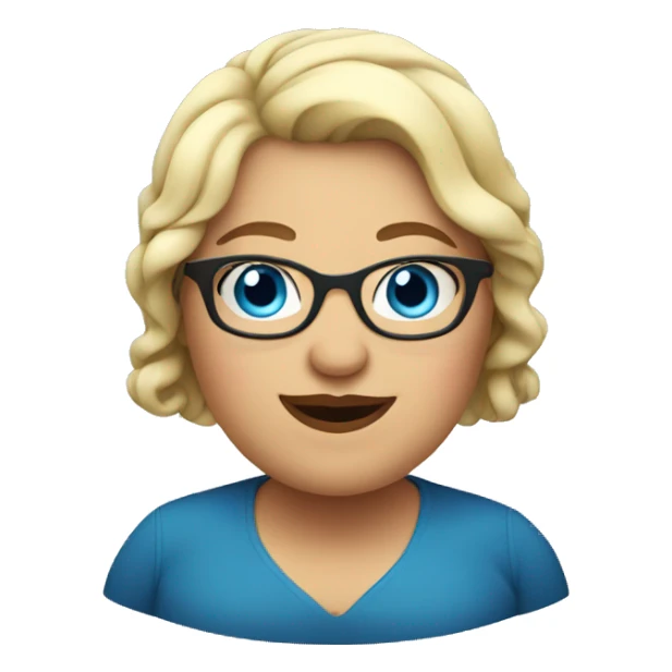 fat woman happy blue eyes glasses sticker