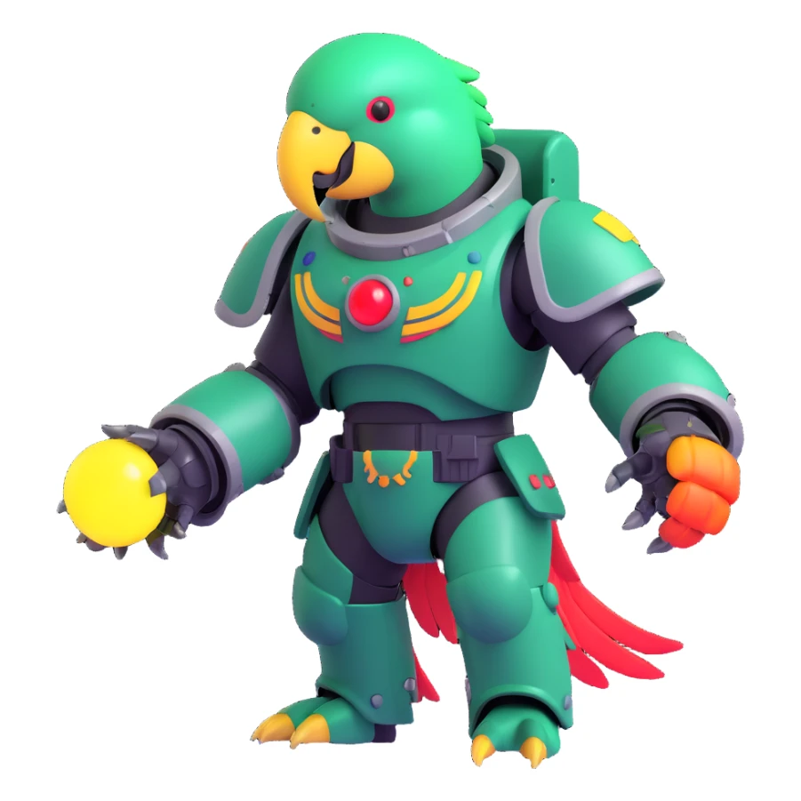 space marine parrot inspired by the party parrot meme, in power armor, dancing, with neon party lights sticker
