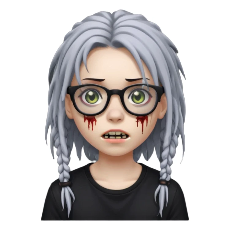 Girl,zombie,glasses,emo,dreads,black shirt sticker