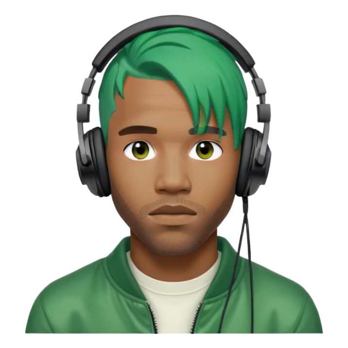 Frank Ocean, gren hair and headphones on  sticker