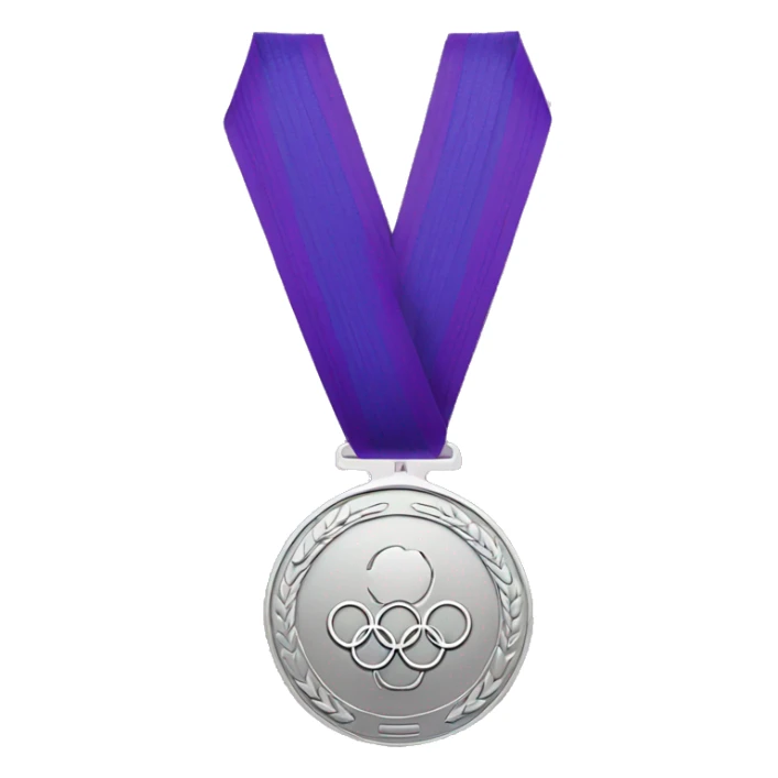 silver olympics medal with purple ribbon sticker
