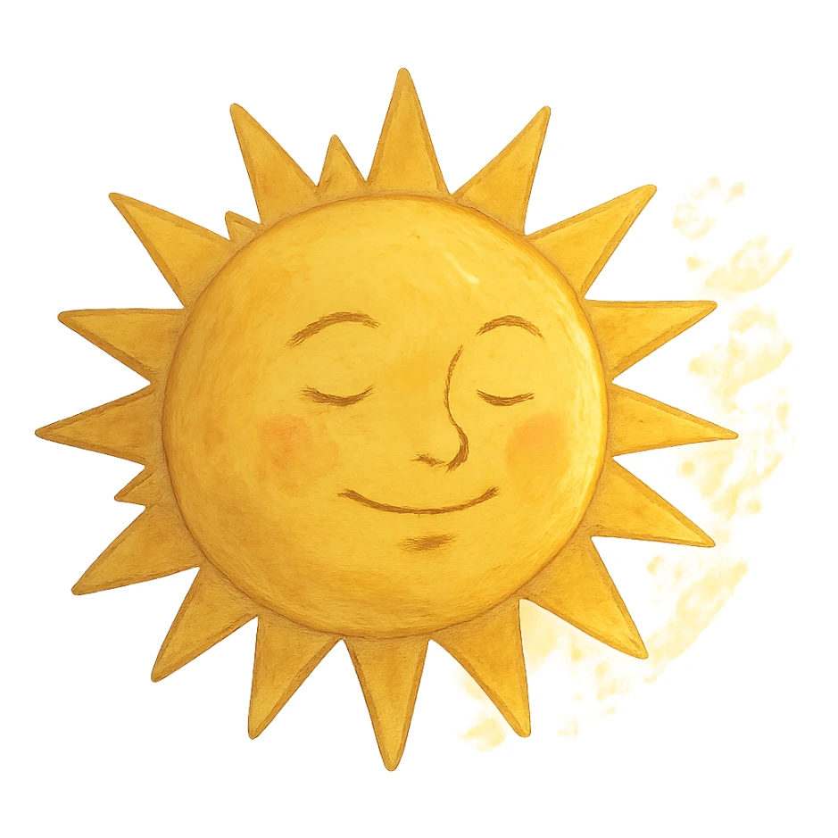 ghibli style sun with sunlight shining at its side sticker