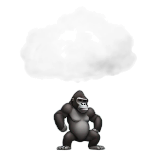 Gorilla body farting with big cloud in the back sticker