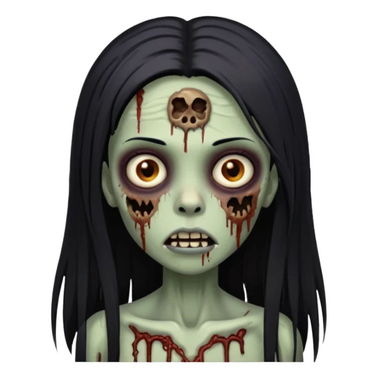 garota zumbi negra cabelo longo e liso preto sticker