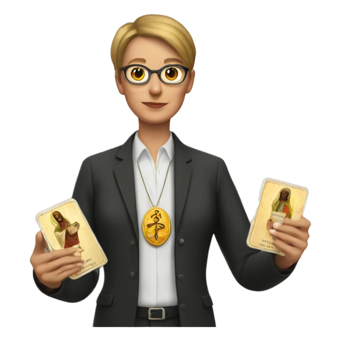 Teacher with tarot cards in hands sticker