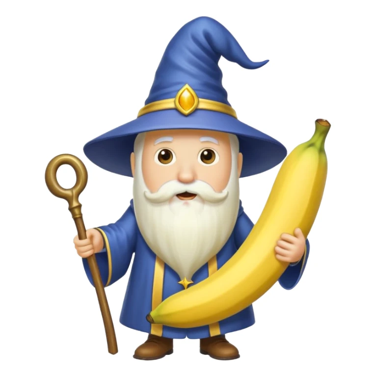 generate an image of a wizard banana (closed mouth) sticker