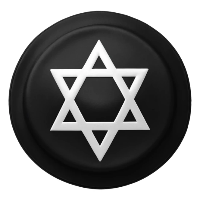 black satin Jewish kippah, viewed from above sticker